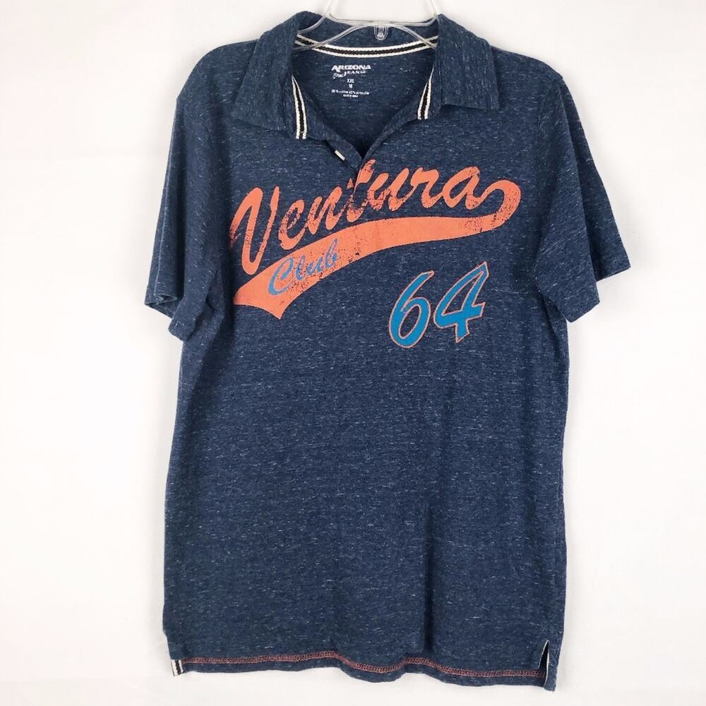 Arizona Boys Short Sleeve Heathered Blue Polo Shirt Size XXL (18)